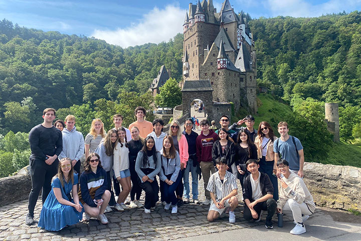 Lucy, with fellow course mates, on a trip to a German village.