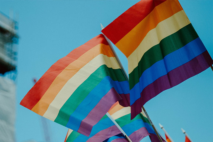 Two rainbow pride flags