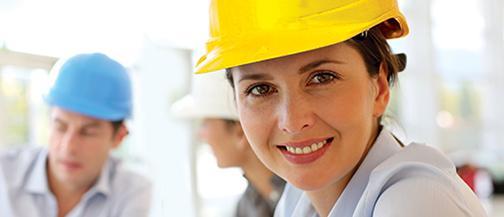 Woman wearing a yellow hard hat