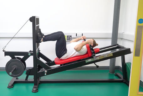 A student using equipment in the physiotherapy department housed at DHEZ