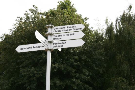 signage on university campus 