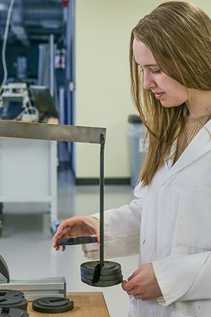 Student in Civil Engineering lab.