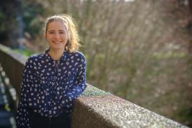 Scholarship recipient, Megan Howe stood outside student central