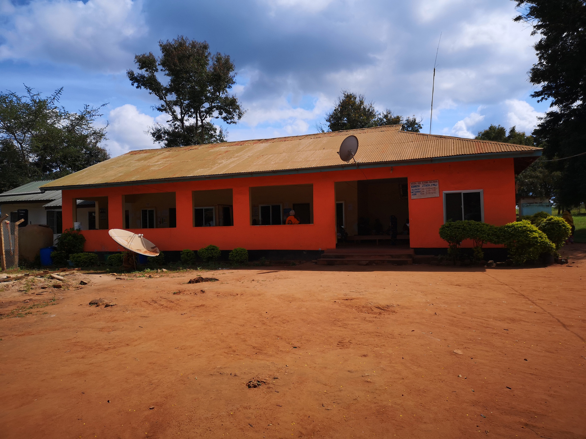 A shot from the outside of a clinic in Tanzania.