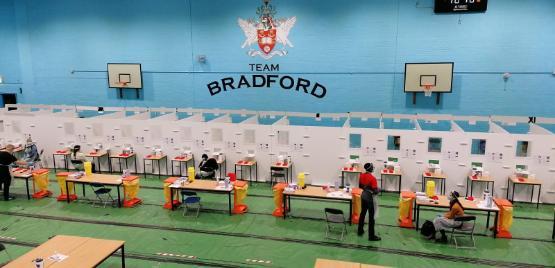 Covid testing centre at the University of Bradford