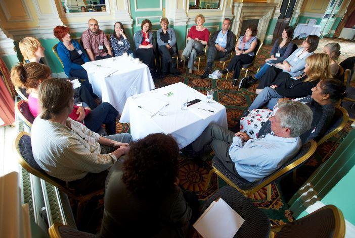 Members of a support group for those living with dementia meet