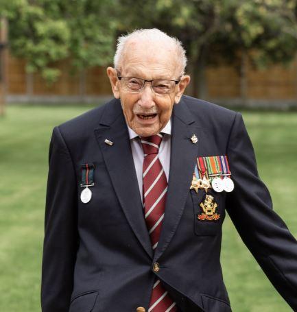 Captain Sir Tom Moore, the centenarian who inspired the nation by walking 100 laps of his garden to raise money for charity