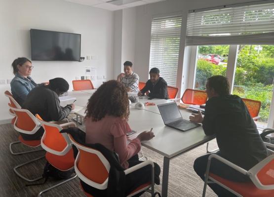 Law students training in a classroom