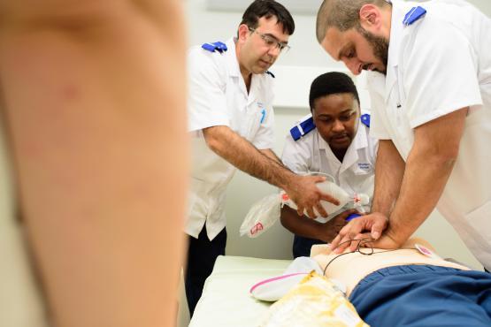 Student nurses practising triage