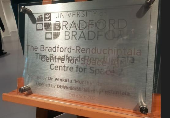 Bradford Renduchintala Centre for Space AI notice board