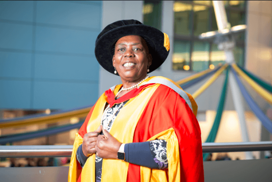 Nozizwe Madlala-Routledge in academic robes smiling