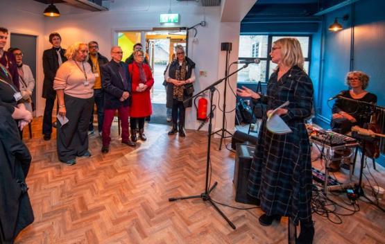 Professor Shirley Congdon opening the new Theatre in the Mill cafe