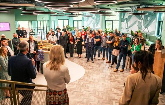 Student Central opening with a crowd of people