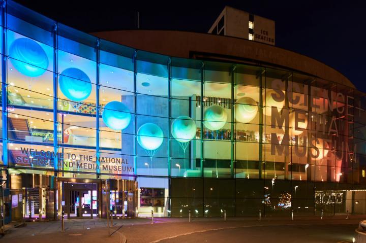 National Science and Media Museum at night lit up