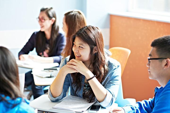 A group of students learning languages together